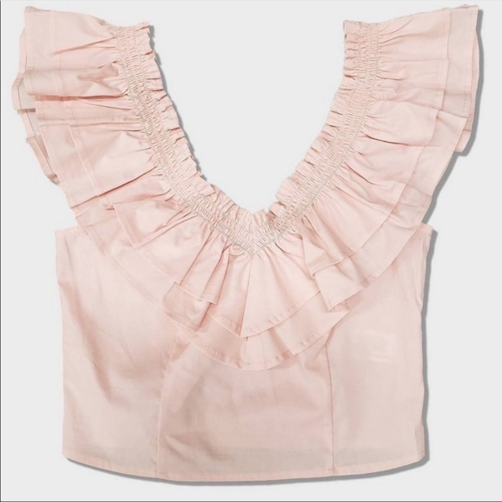 Wild fable ruffle pink crop top